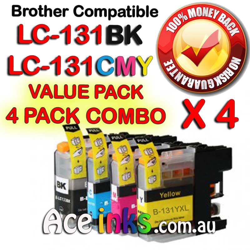 Value Pack 4 Combo Compatible Brother LC131BK / LC131 CMY